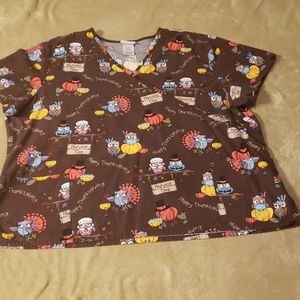 Fall/Thanksgiving Scrub Top